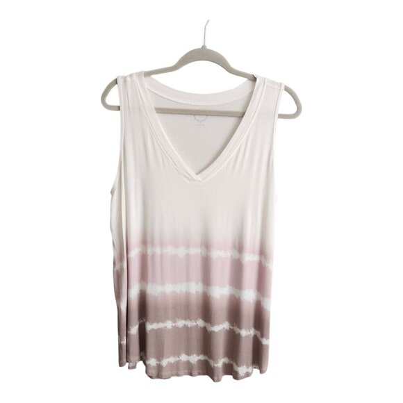 Maurices Sleeveless White and Pink Vneck Top Size XL - Picture 1 of 7